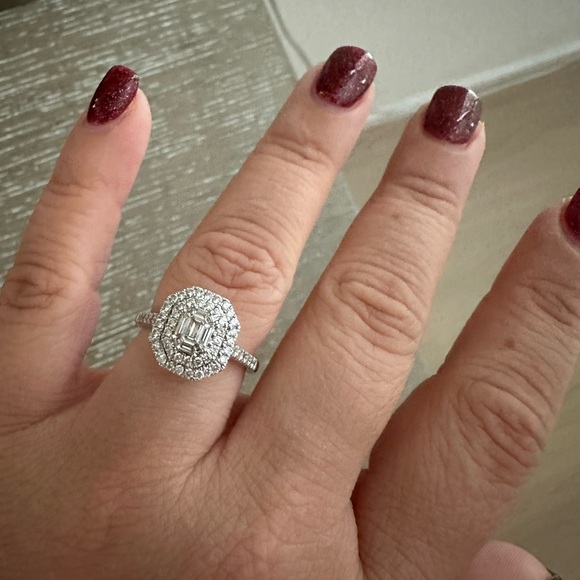 Diamond double halo engagement ring. - Picture 4 of 4